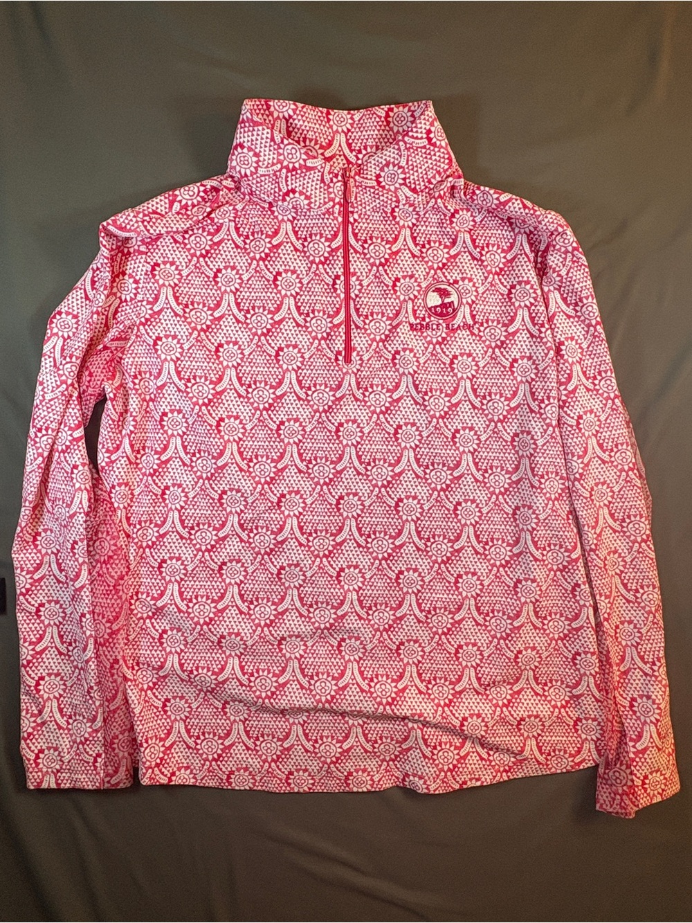 IBKUL Women's 1/4 Zip Long Sleeve Top w/ Pebble Beach logo. Size XL
